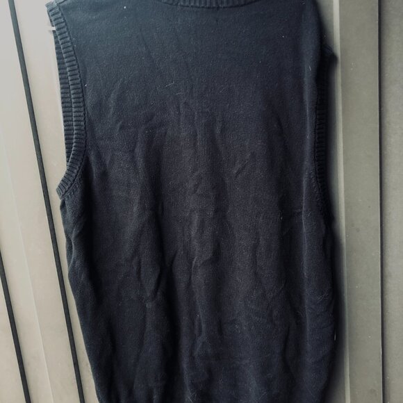 Chaps by Ralph Lauren Black Cotton Sweater Vest Men’s Size L Large Knit Pullover - Picture 3 of 5